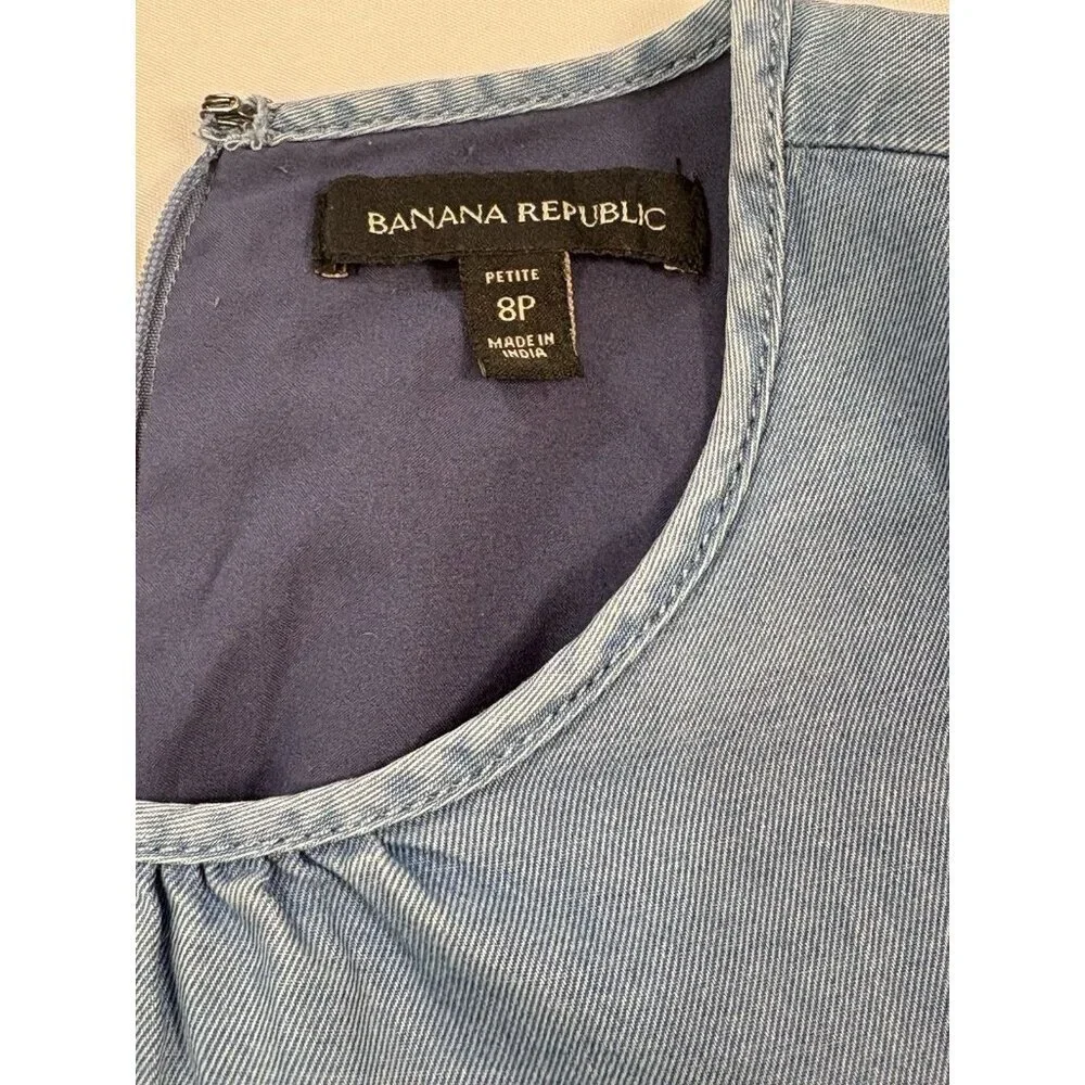 Banana Republic Women’s Chambray Ruffle Faux Wrap Size 8P
